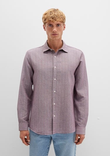  Mavi Çizgili Mor Gömlek Regular Fit / Normal Kesim 0211704-90926