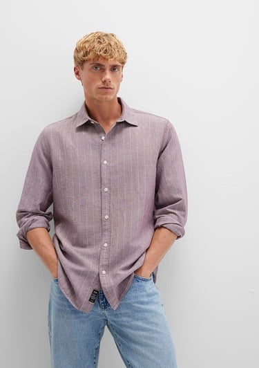  Mavi Çizgili Mor Gömlek Regular Fit / Normal Kesim 0211704-90926