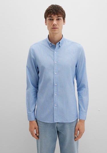  Mavi Çizgili Mavi Gömlek Regular Fit / Normal Kesim 0211710-90934