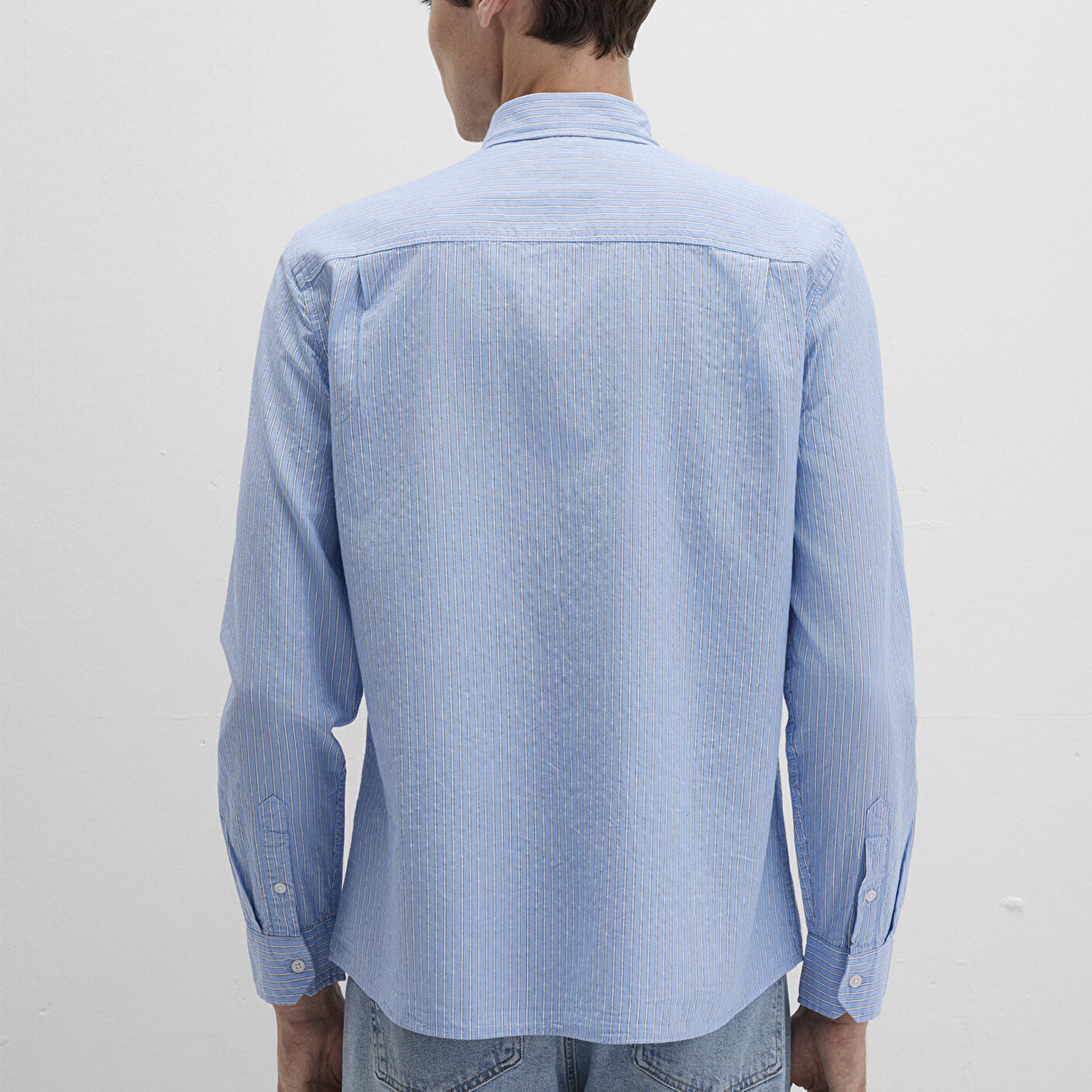 Mavi Çizgili Mavi Gömlek Regular Fit / Normal Kesim 0211710-90934