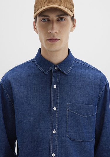  Mavi Lacivert Gömlek Loose Fit / Bol Rahat Kesim 0211642-85481