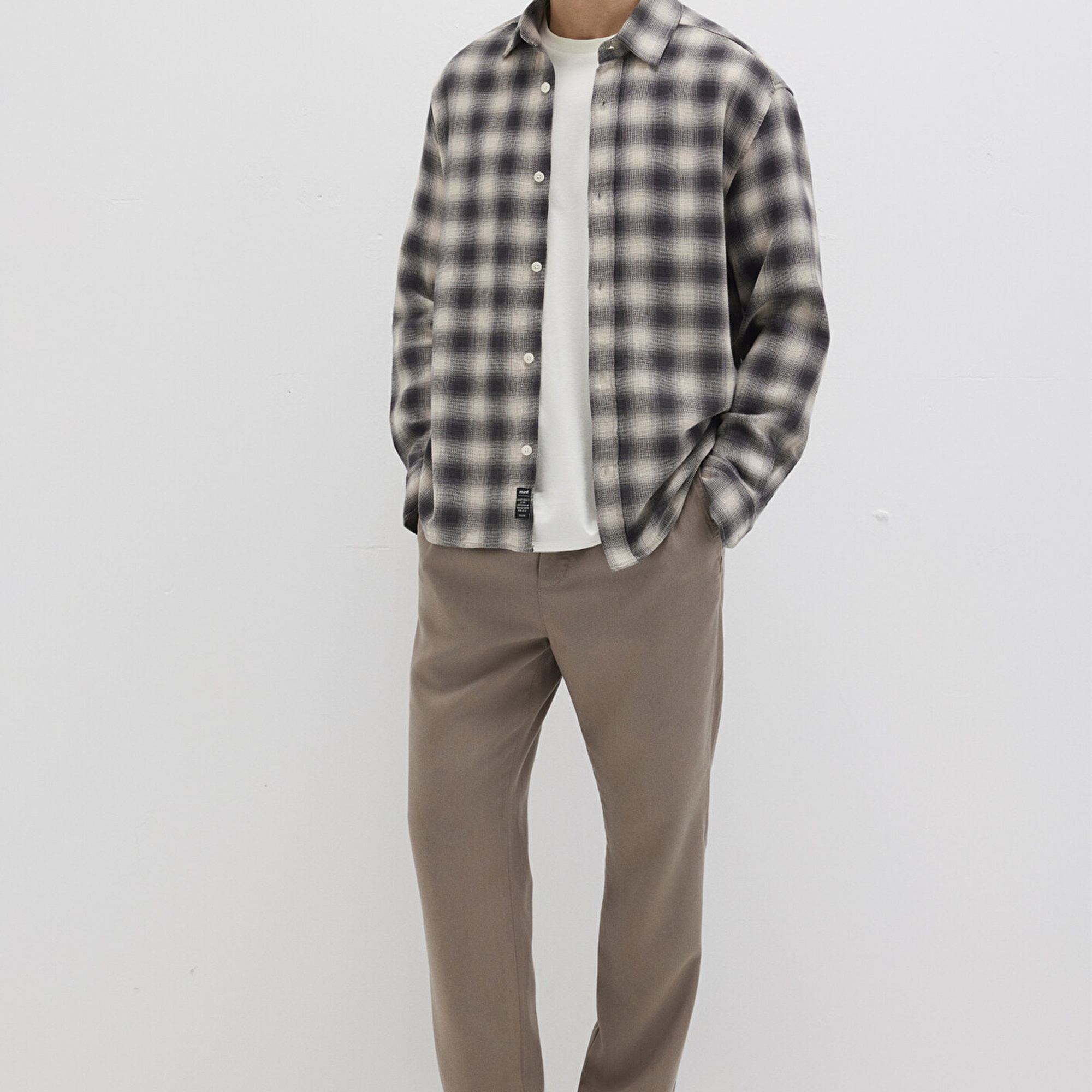 Mavi Kareli Gri Gömlek Loose Fit / Bol Rahat Kesim 0211646-90858