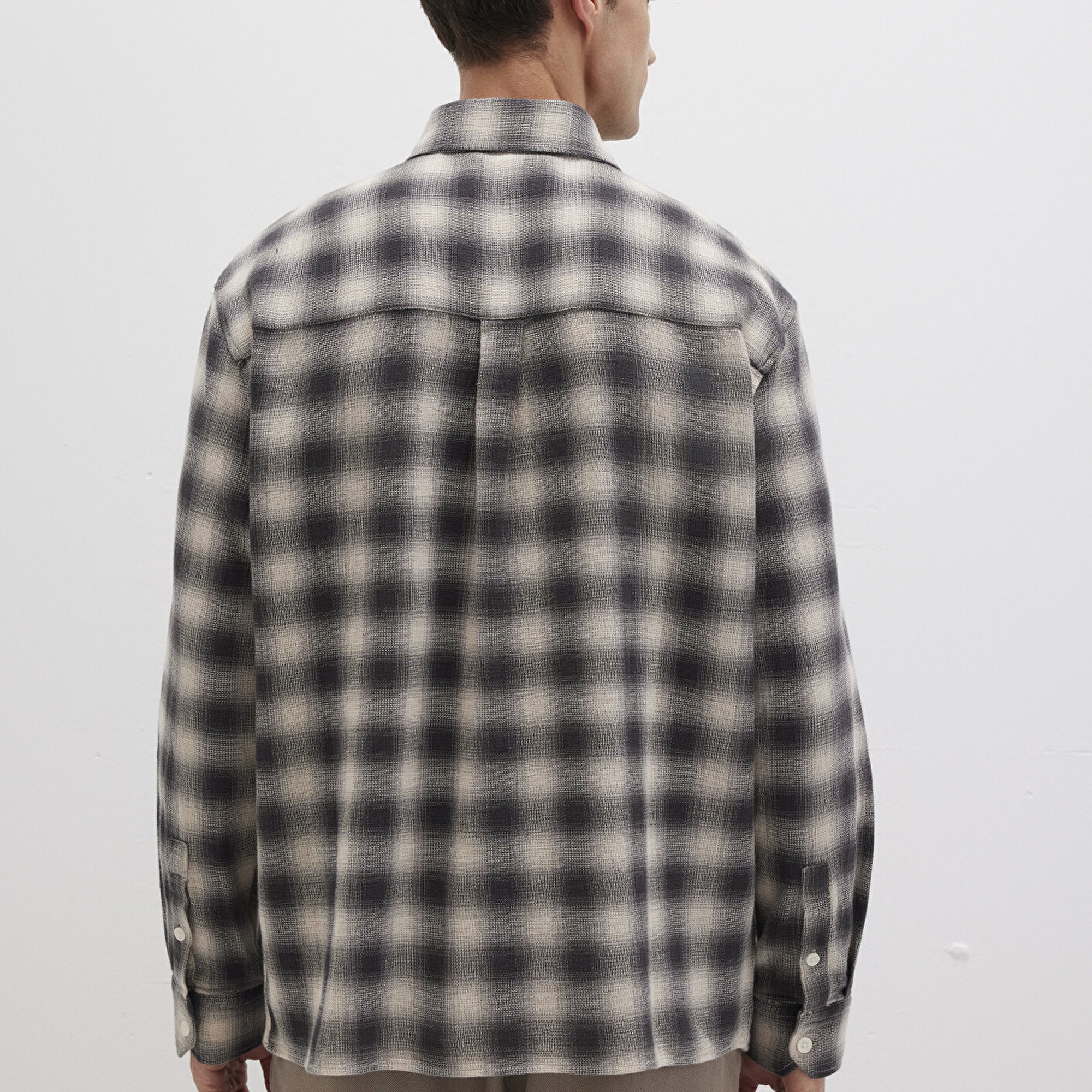 Mavi Kareli Gri Gömlek Loose Fit / Bol Rahat Kesim 0211646-90858