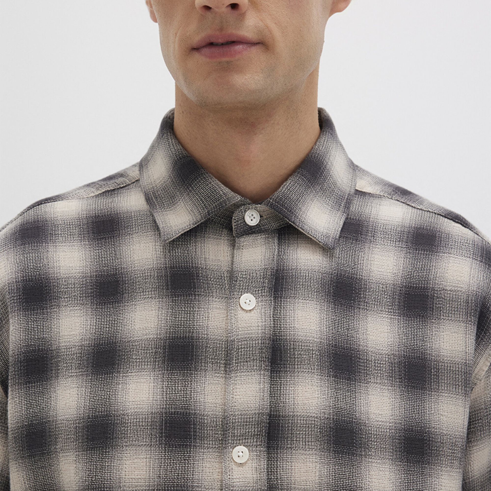 Mavi Kareli Gri Gömlek Loose Fit / Bol Rahat Kesim 0211646-90858