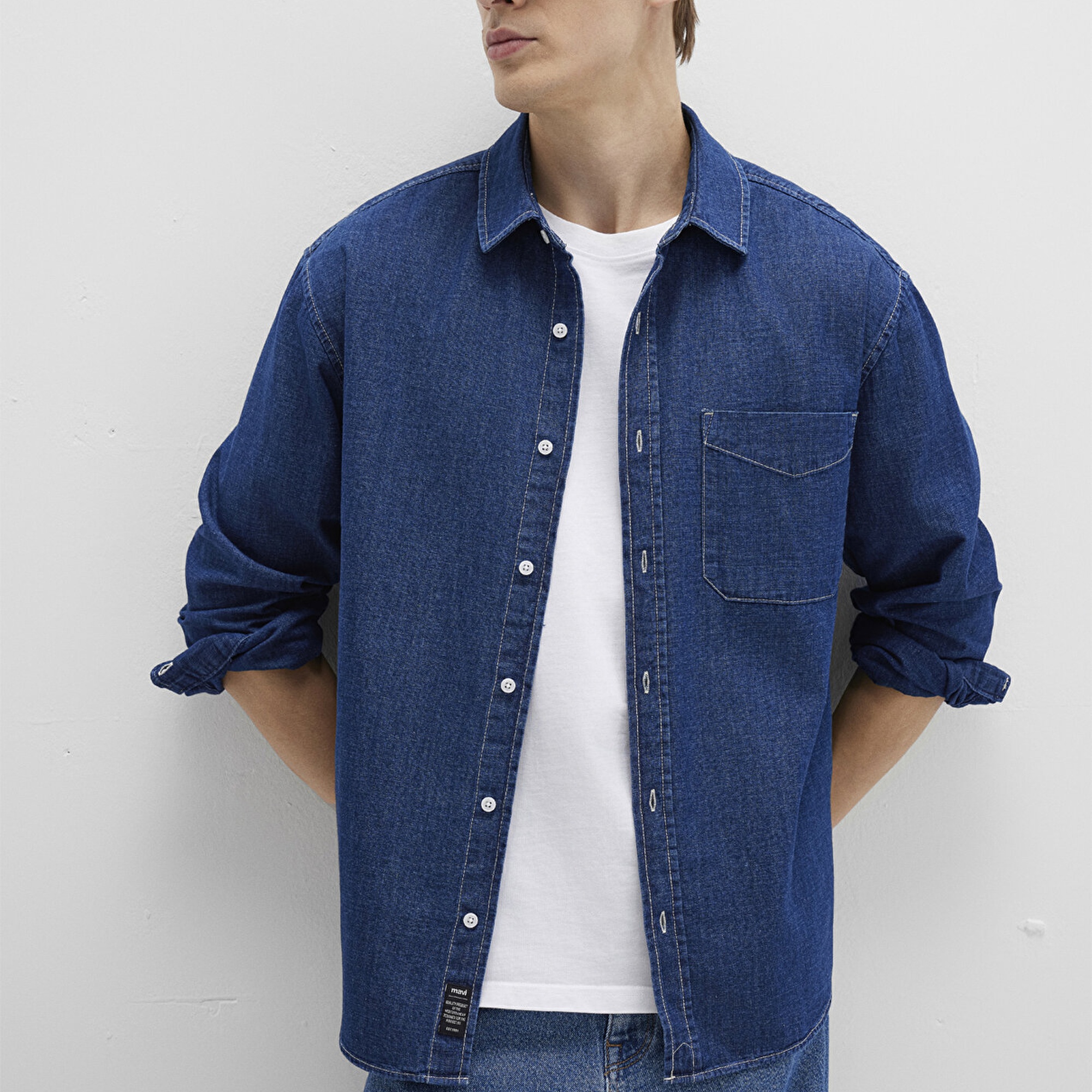 Mavi Lacivert Gömlek Loose Fit / Bol Rahat Kesim 0211642-85481
