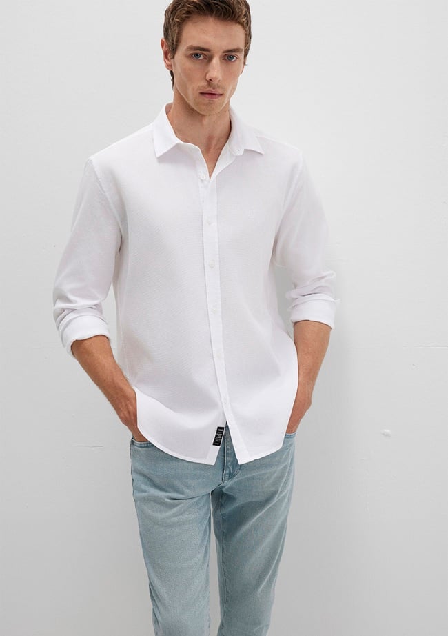  Mavi Beyaz Gömlek Slim Fit / Dar Kesim 0211656-620