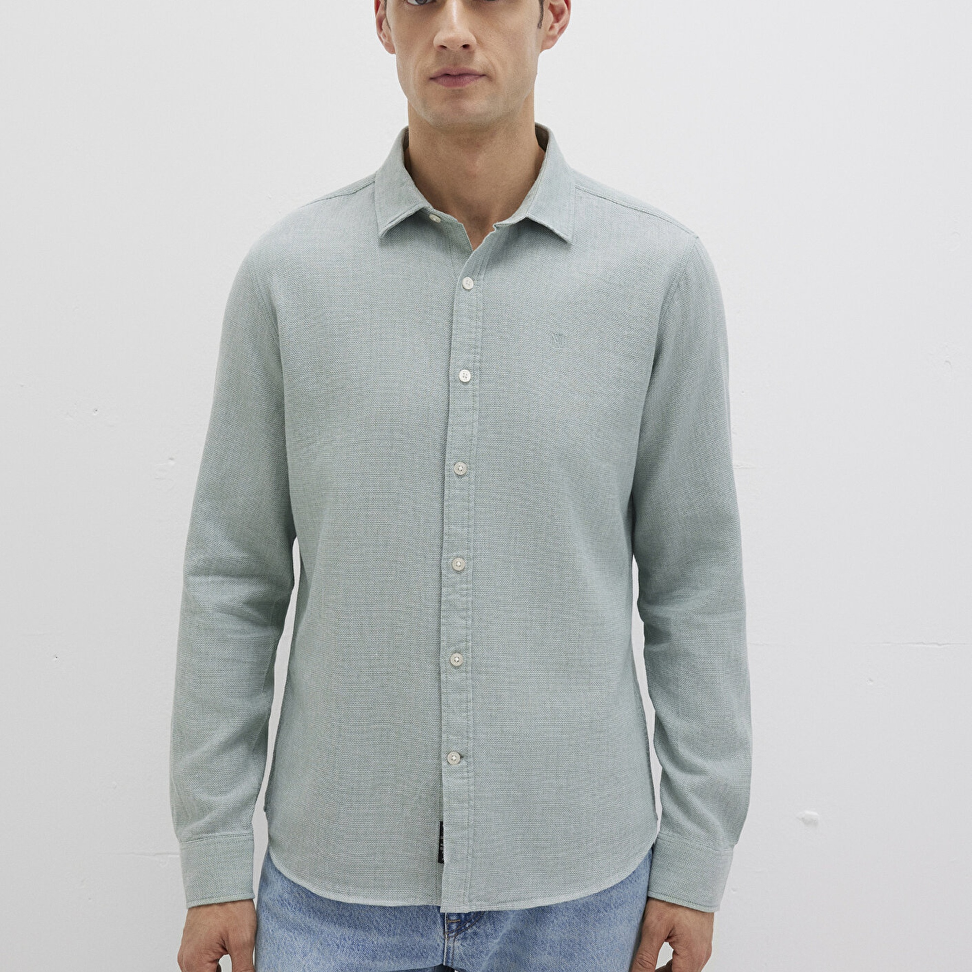 Mavi Yeşil Gömlek Slim Fit / Dar Kesim 0211656-71478