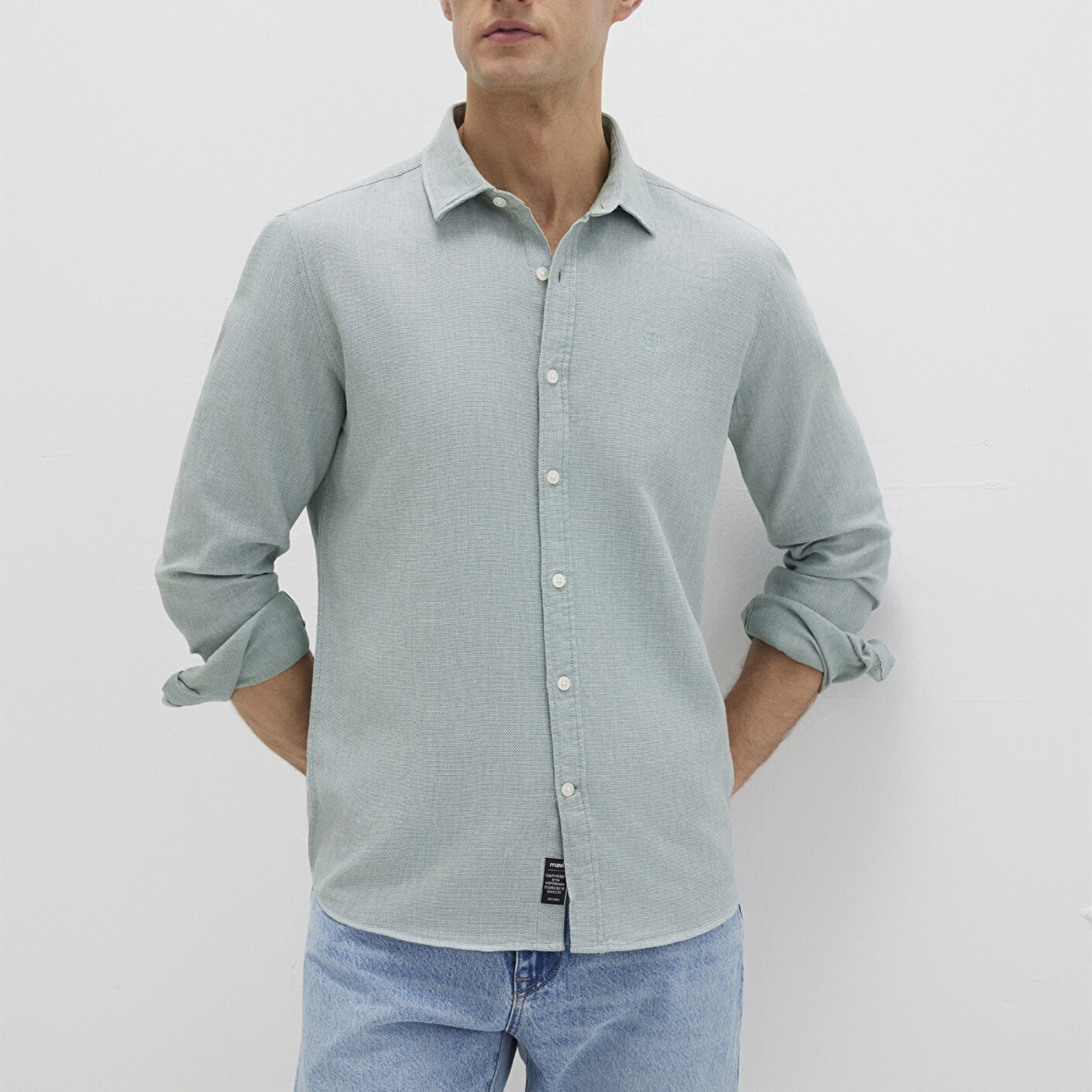 Mavi Yeşil Gömlek Slim Fit / Dar Kesim 0211656-71478