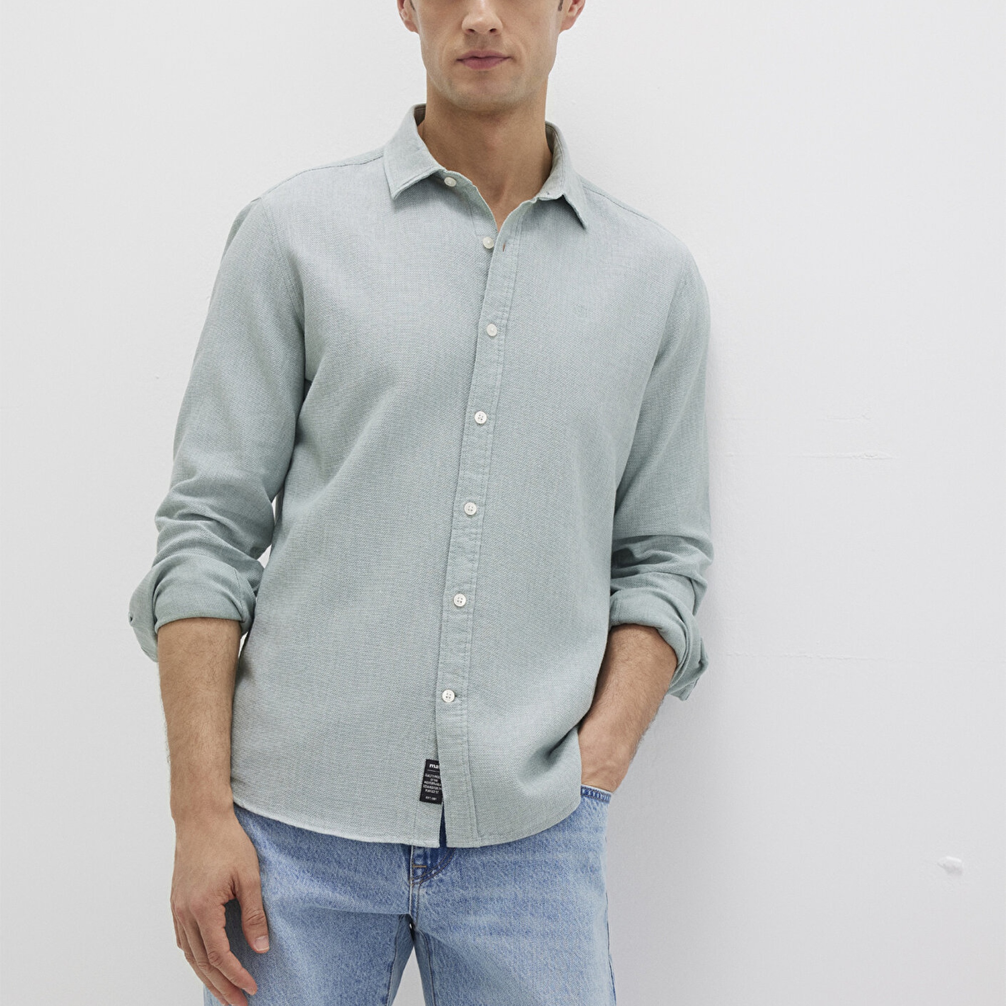 Mavi Yeşil Gömlek Slim Fit / Dar Kesim 0211656-71478