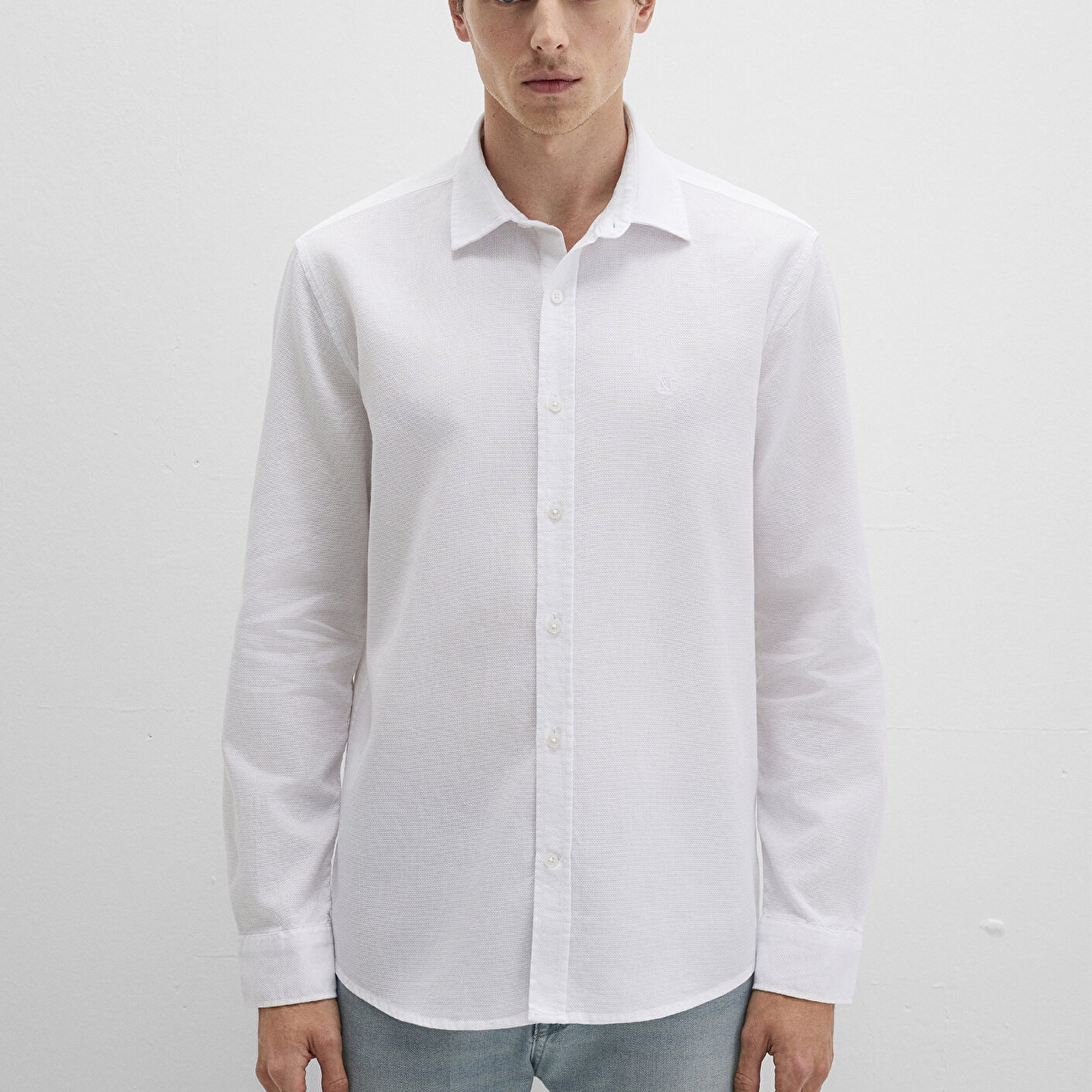 Mavi Beyaz Gömlek Slim Fit / Dar Kesim 0211656-620