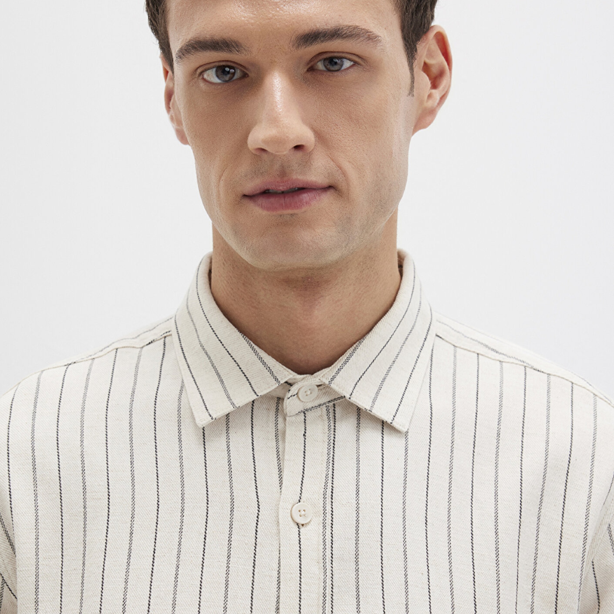 Mavi Çizgili Bej Gömlek Regular Fit / Normal Kesim 0211702-90923