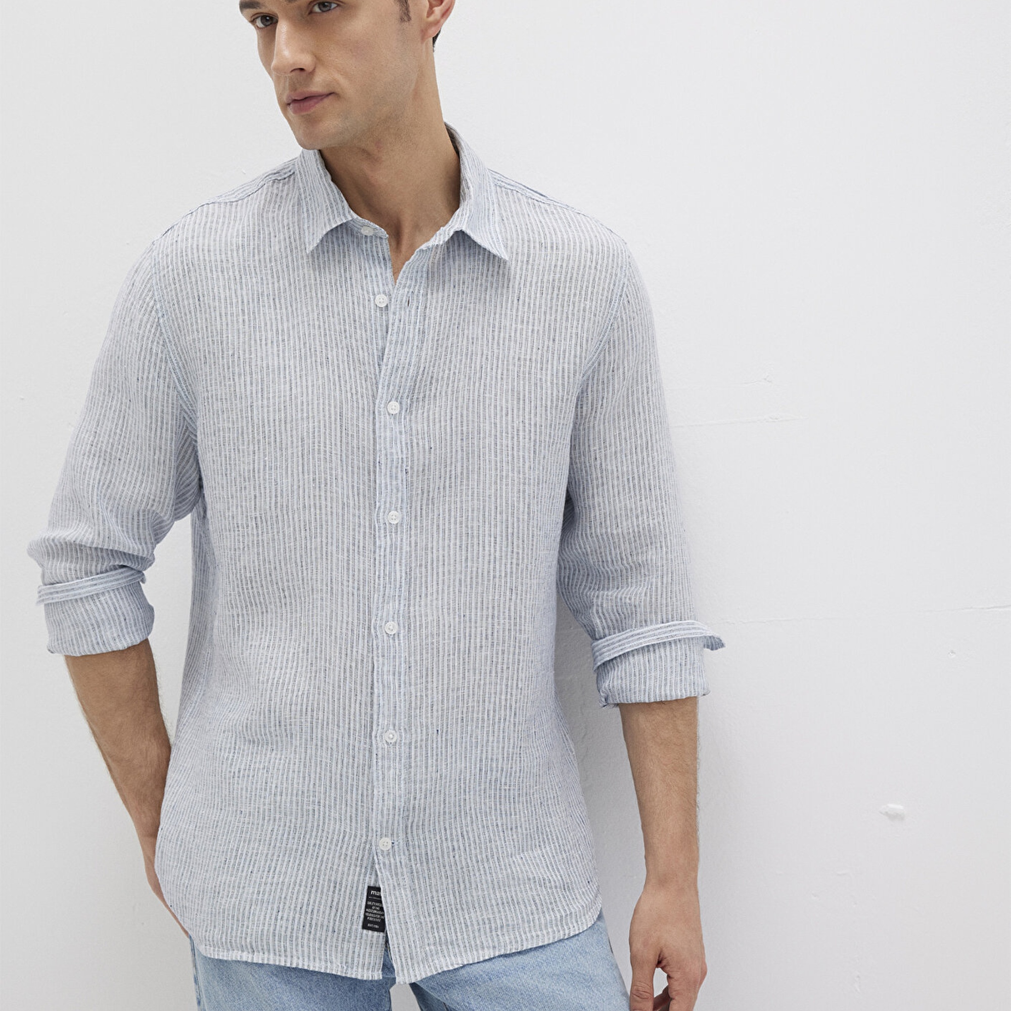 Mavi Çizgili Mavi Gömlek Regular Fit / Normal Kesim 0211694-90913