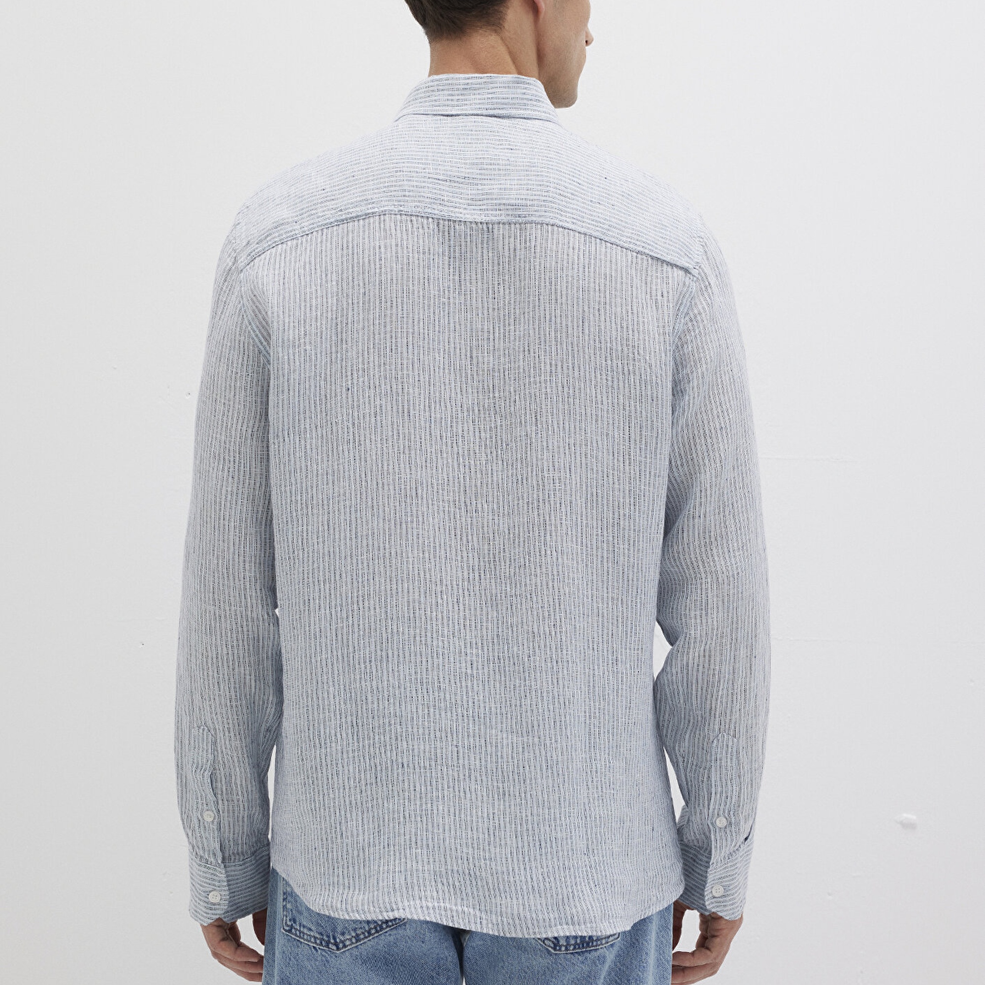 Mavi Çizgili Mavi Gömlek Regular Fit / Normal Kesim 0211694-90913