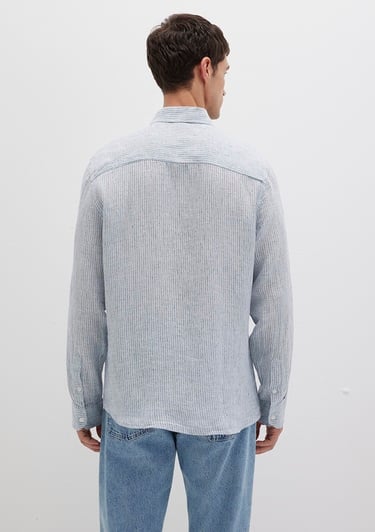  Mavi Çizgili Mavi Gömlek Regular Fit / Normal Kesim 0211694-90913