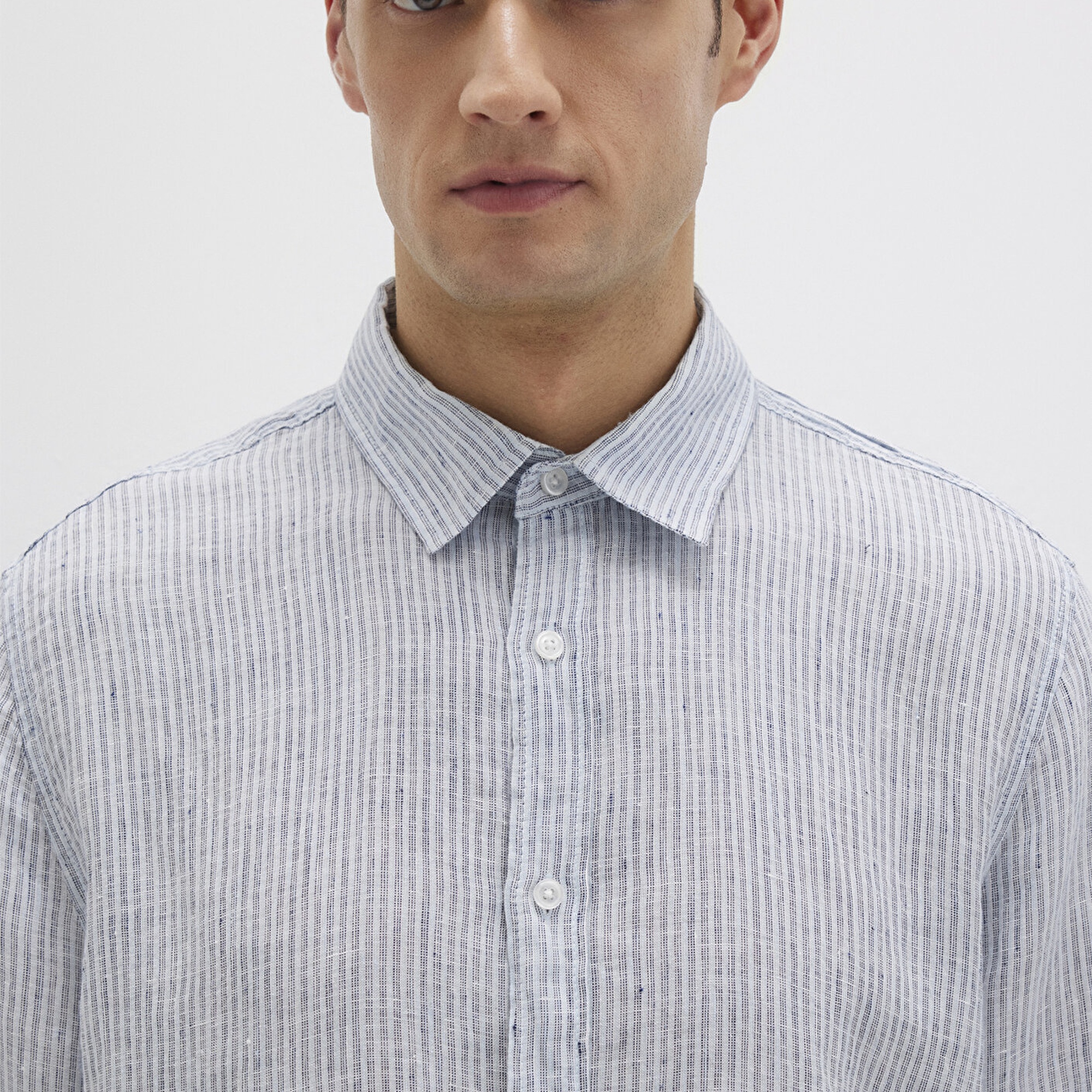 Mavi Çizgili Mavi Gömlek Regular Fit / Normal Kesim 0211694-90913