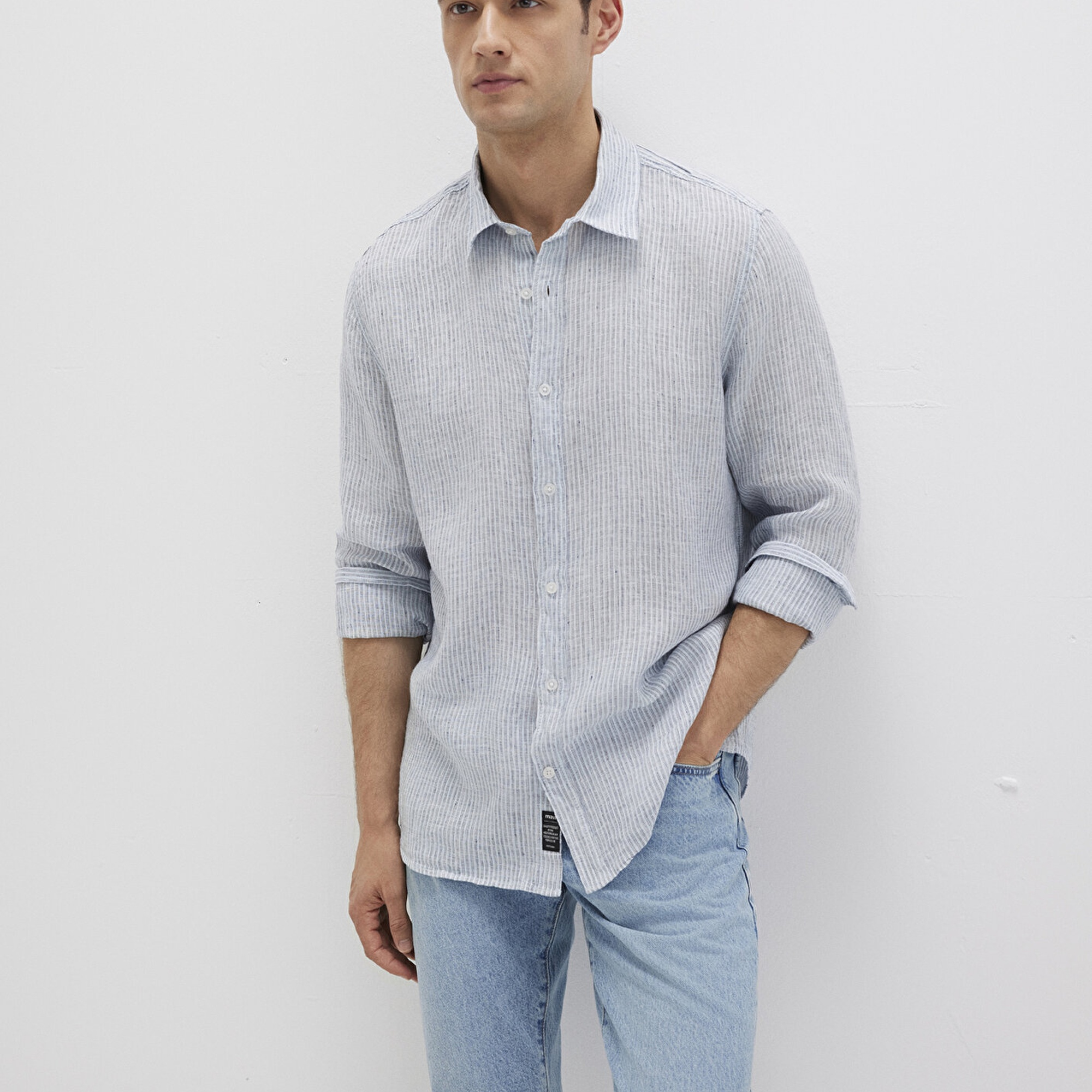 Mavi Çizgili Mavi Gömlek Regular Fit / Normal Kesim 0211694-90913