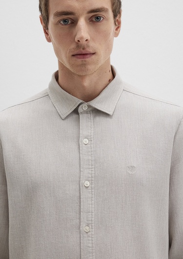  Mavi Bej Gömlek Slim Fit / Dar Kesim 0211656-70145