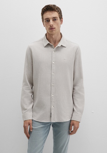  Mavi Bej Gömlek Slim Fit / Dar Kesim 0211656-70145