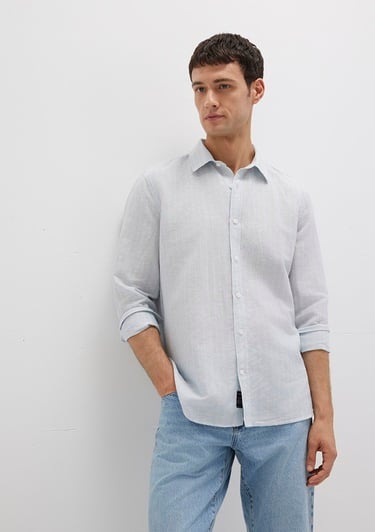  Mavi Çizgili Mavi Gömlek Regular Fit / Normal Kesim 0211699-90919