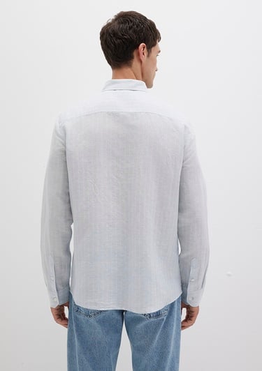  Mavi Çizgili Mavi Gömlek Regular Fit / Normal Kesim 0211699-90919