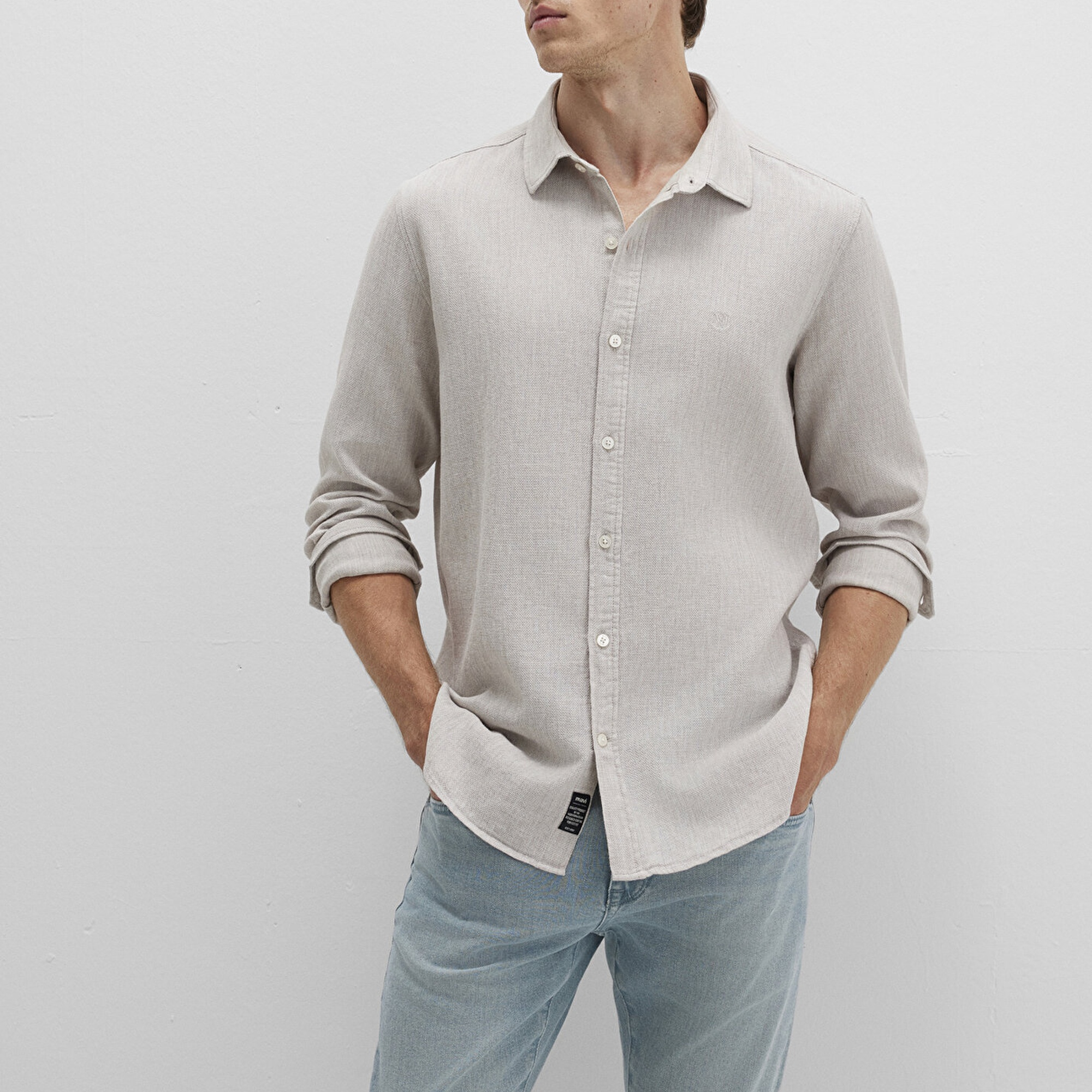 Mavi Bej Gömlek Slim Fit / Dar Kesim 0211656-70145