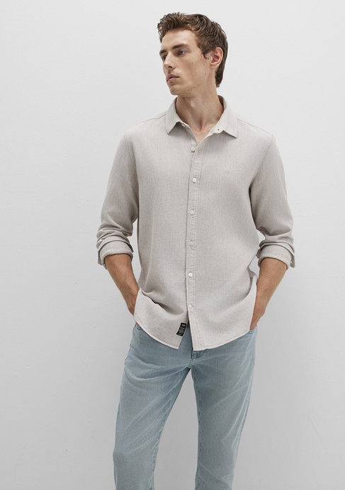  Mavi Bej Gömlek Slim Fit / Dar Kesim 0211656-70145