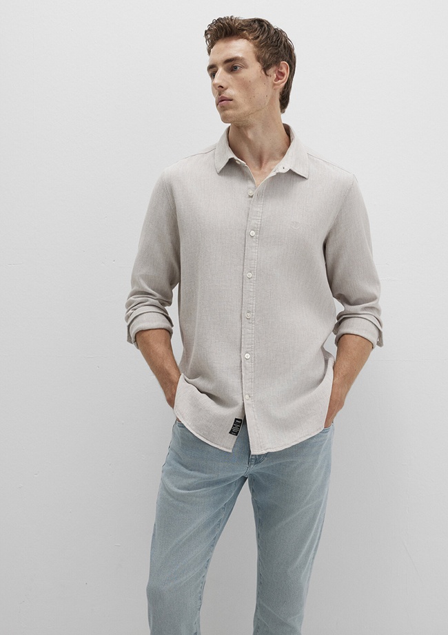  Mavi Bej Gömlek Slim Fit / Dar Kesim 0211656-70145