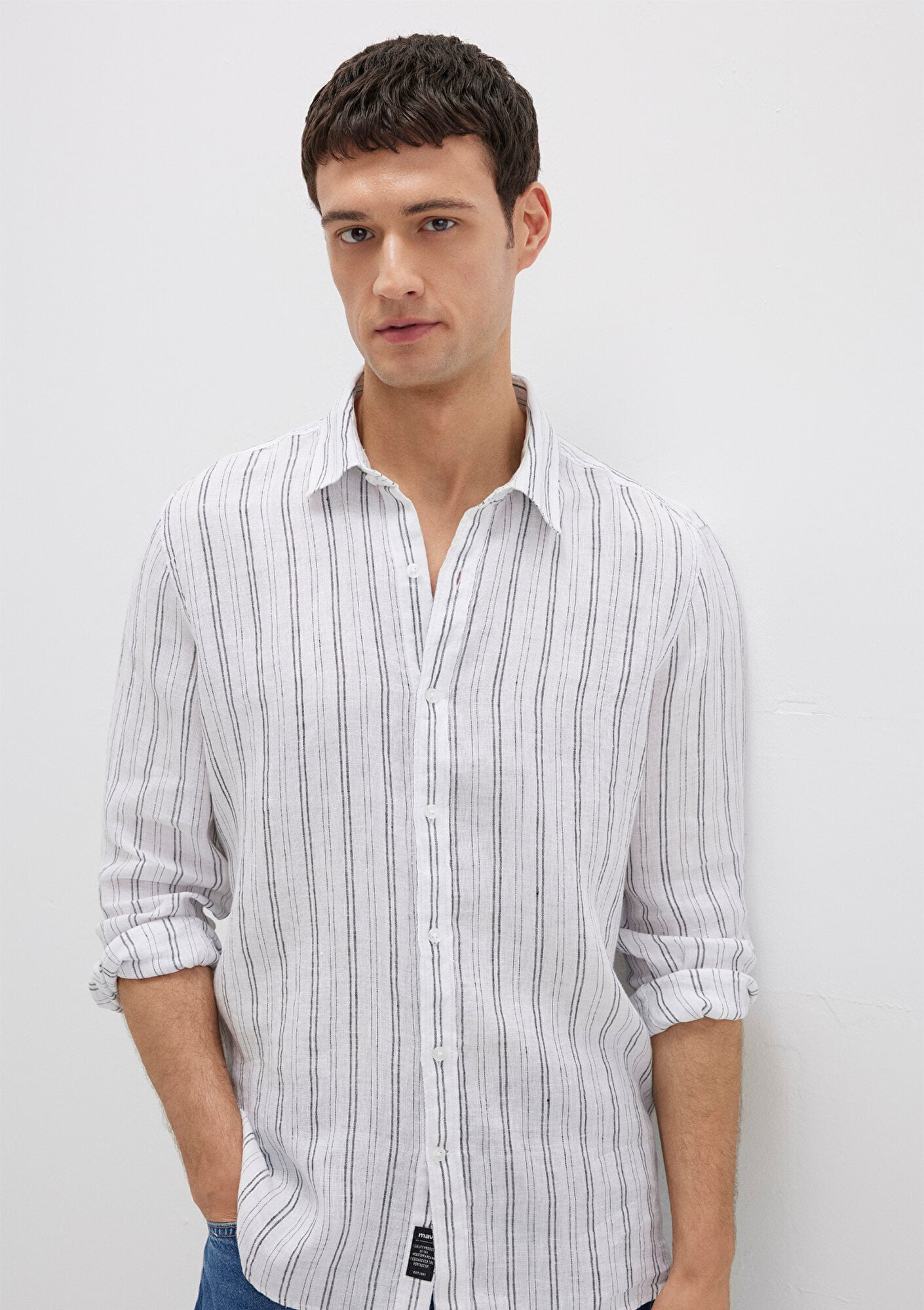  Mavi Çizgili Beyaz Gömlek Regular Fit / Normal Kesim 0211695-90914