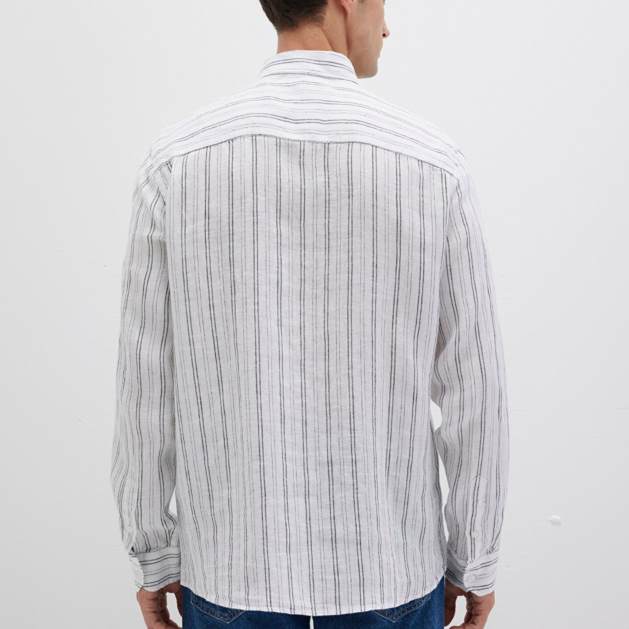 Mavi Çizgili Beyaz Gömlek Regular Fit / Normal Kesim 0211695-90914