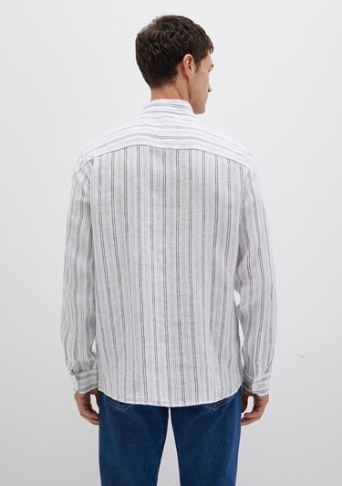  Mavi Çizgili Beyaz Gömlek Regular Fit / Normal Kesim 0211695-90914