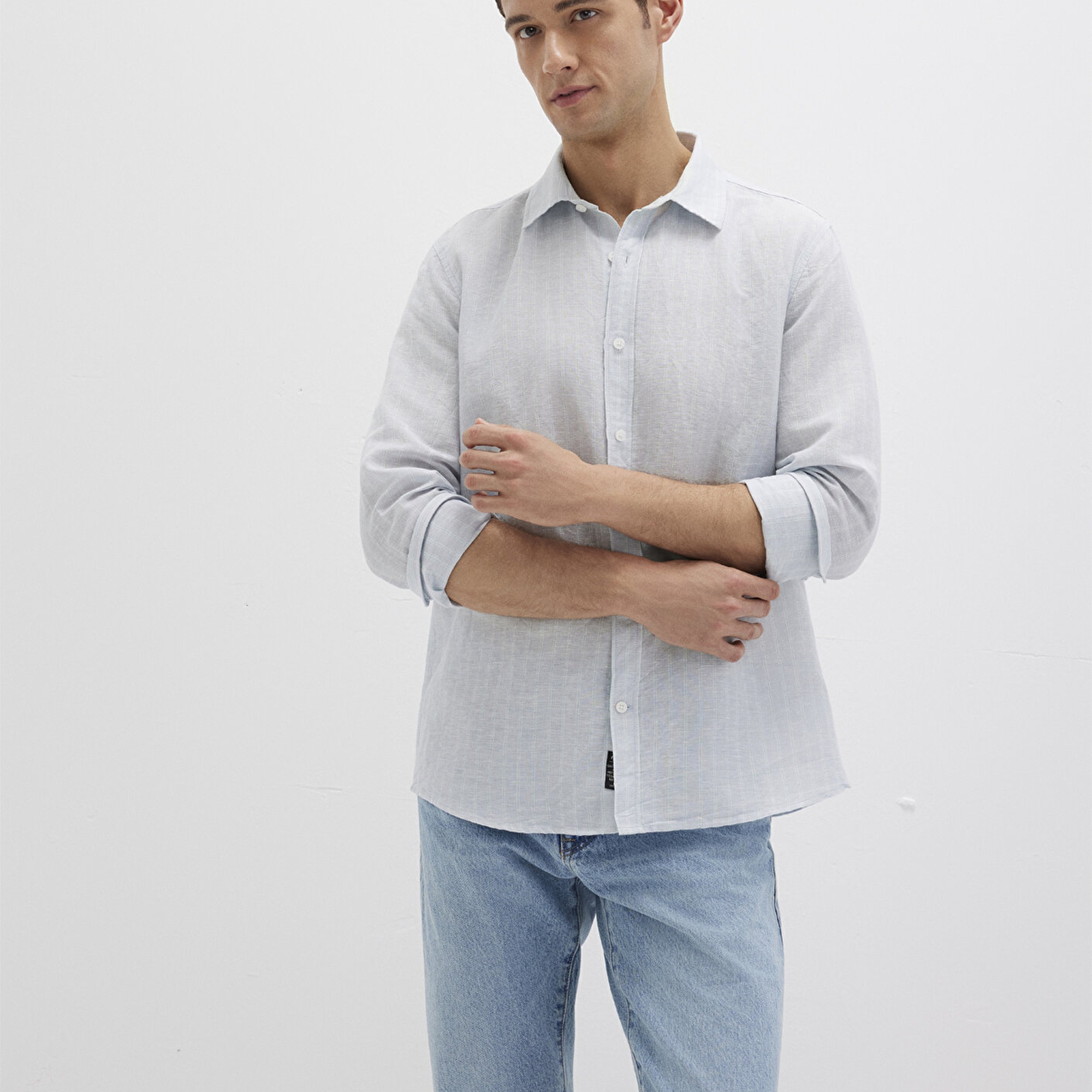 Mavi Çizgili Mavi Gömlek Regular Fit / Normal Kesim 0211699-90919