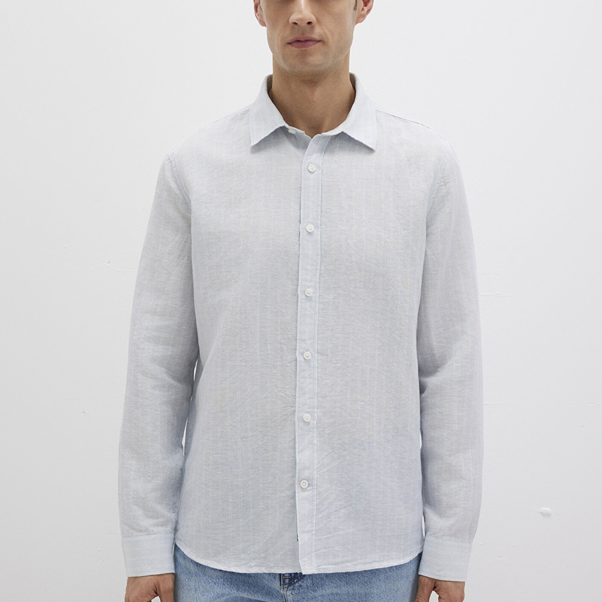 Mavi Çizgili Mavi Gömlek Regular Fit / Normal Kesim 0211699-90919