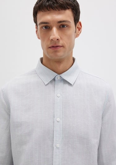  Mavi Çizgili Mavi Gömlek Regular Fit / Normal Kesim 0211699-90919