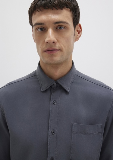  Mavi Antrasit Tencel TM Liyosel Gömlek Regular Fit / Normal Kesim 0211647-80106