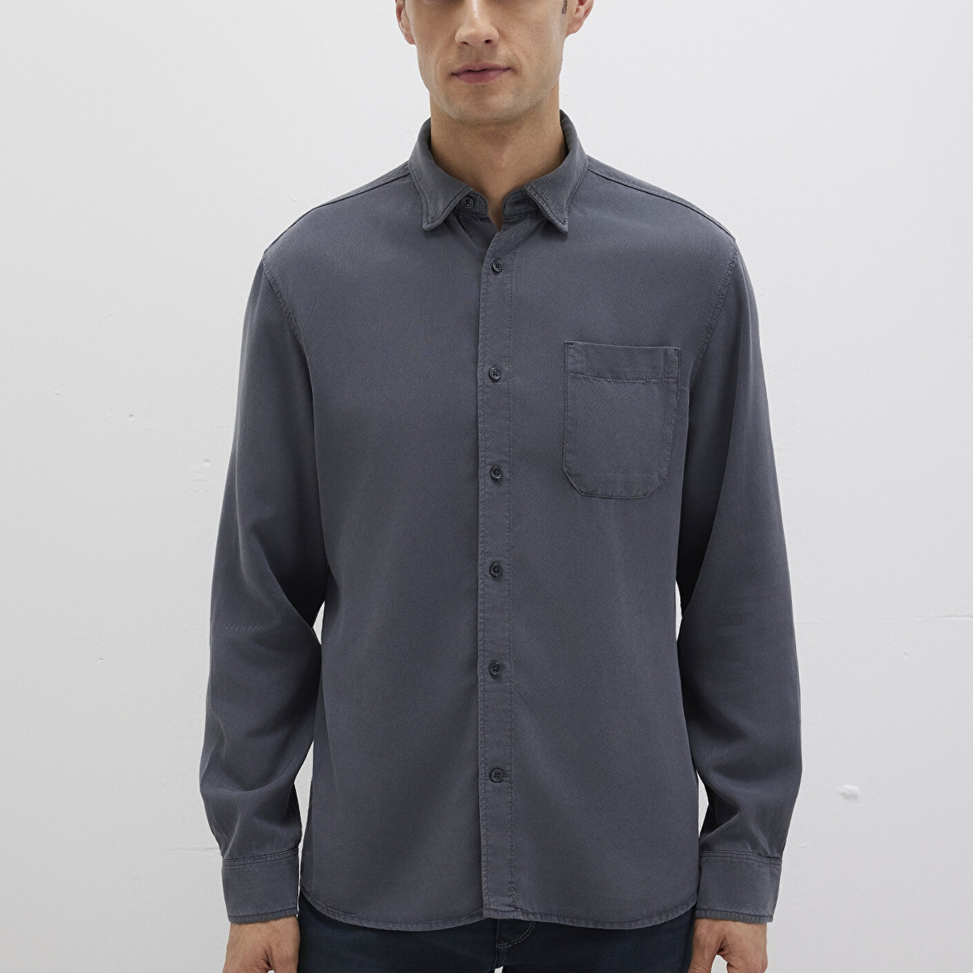 Mavi Antrasit Tencel TM Liyosel Gömlek Regular Fit / Normal Kesim 0211647-80106