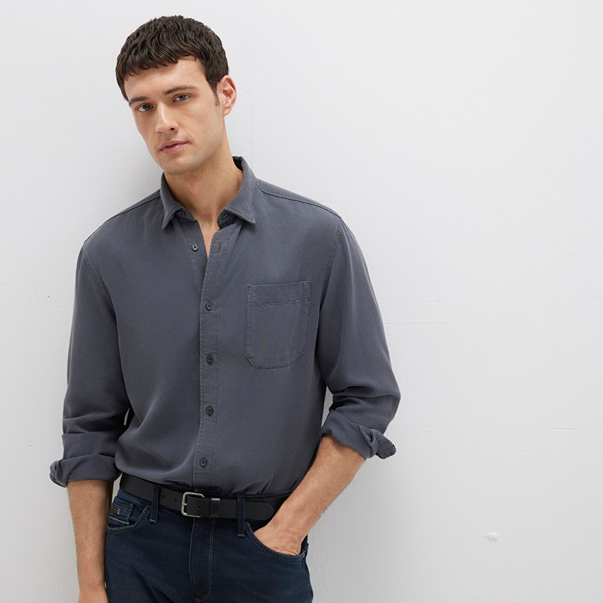 Mavi Antrasit Tencel TM Liyosel Gömlek Regular Fit / Normal Kesim 0211647-80106