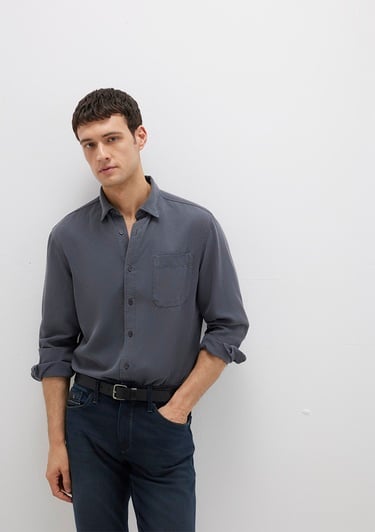  Mavi Antrasit Tencel TM Liyosel Gömlek Regular Fit / Normal Kesim 0211647-80106