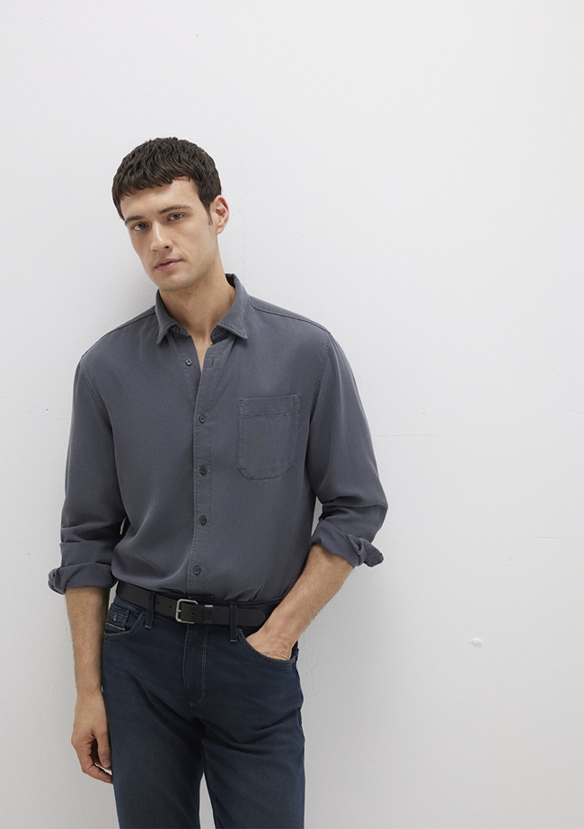  Mavi Antrasit Tencel TM Liyosel Gömlek Regular Fit / Normal Kesim 0211647-80106