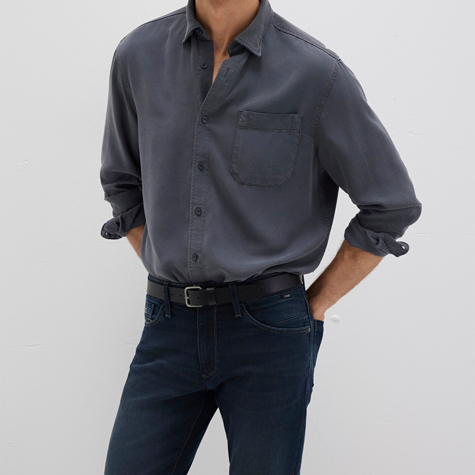 Mavi Antrasit Tencel TM Liyosel Gömlek Regular Fit / Normal Kesim 0211647-80106