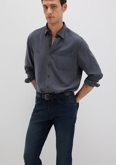  Mavi Antrasit Tencel TM Liyosel Gömlek Regular Fit / Normal Kesim 0211647-80106