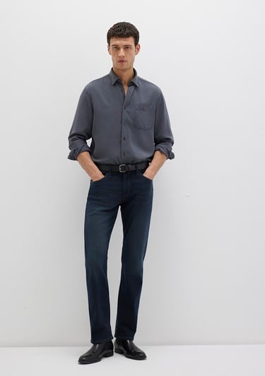 Mavi Antrasit Tencel TM Liyosel Gömlek Regular Fit / Normal Kesim 0211647-80106