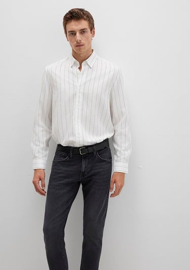  Mavi Çizgili Beyaz Gömlek Regular Fit / Normal Kesim 0211665-90898