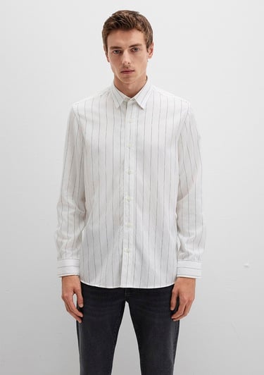  Mavi Çizgili Beyaz Gömlek Regular Fit / Normal Kesim 0211665-90898
