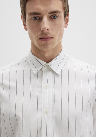  Mavi Çizgili Beyaz Gömlek Regular Fit / Normal Kesim 0211665-90898