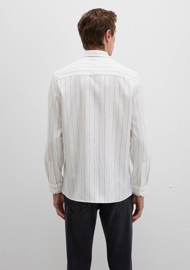  Mavi Çizgili Beyaz Gömlek Regular Fit / Normal Kesim 0211665-90898