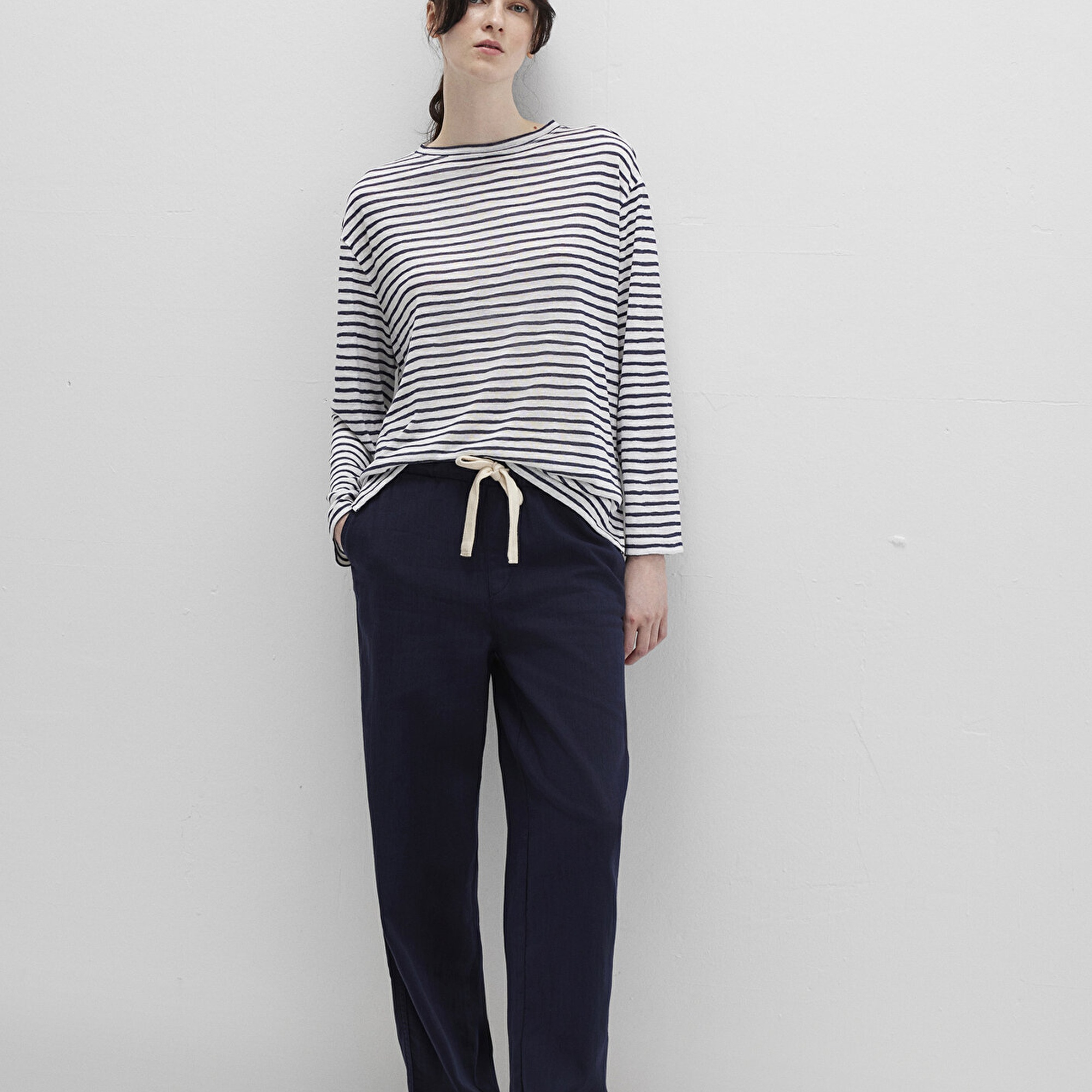 Mavi Beli Bağcıklı Lacivert Pantolon 1010945-89101