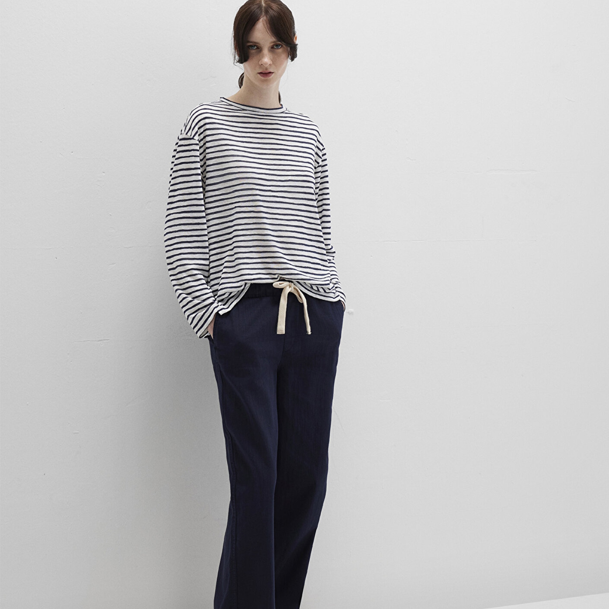 Mavi Beli Bağcıklı Lacivert Pantolon 1010945-89101