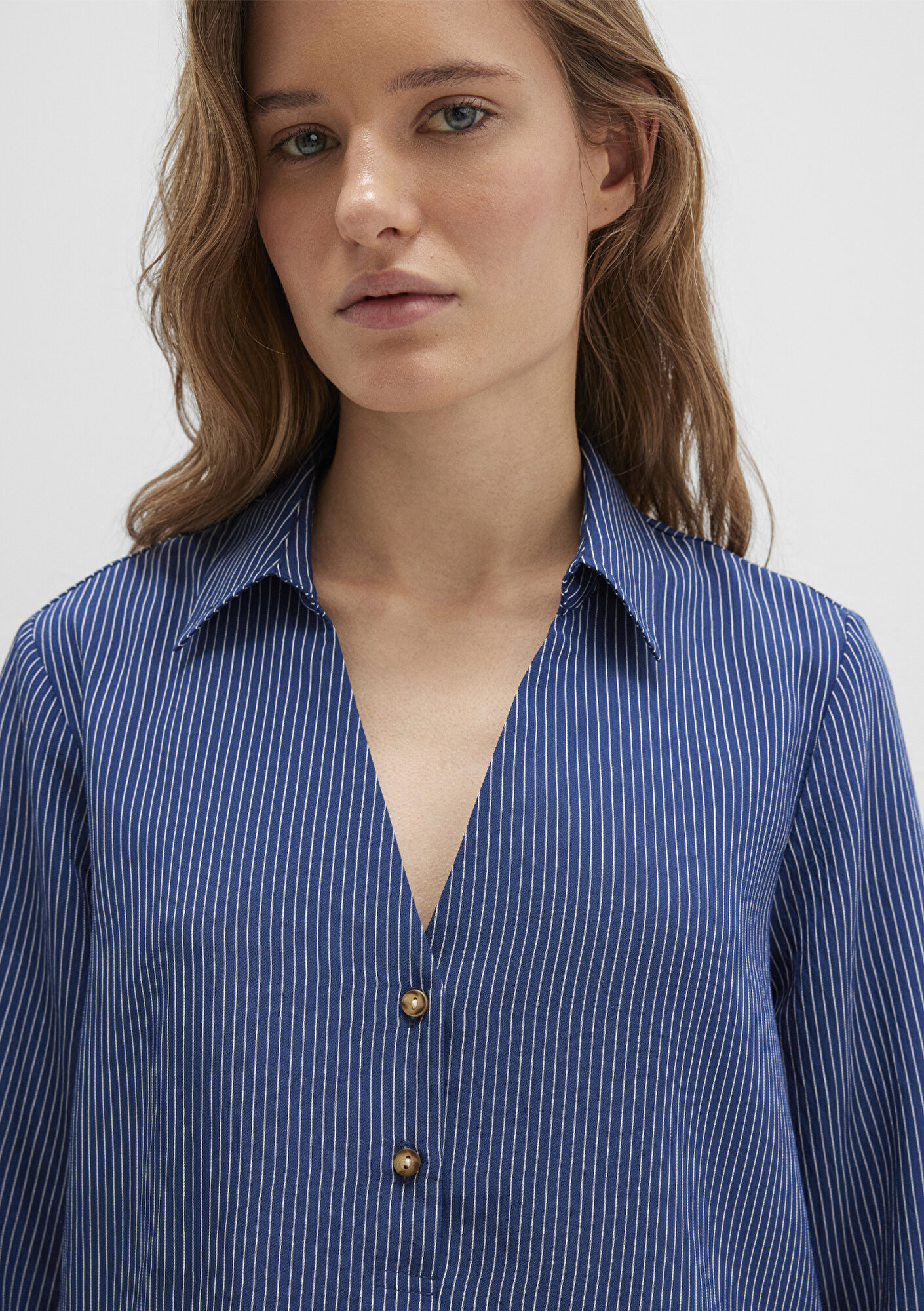 Mavi Lacivert Çizgili Bluz 122400-80736