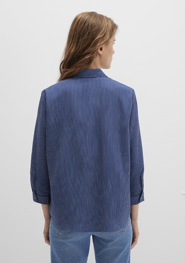  Mavi Lacivert Çizgili Bluz 122400-80736
