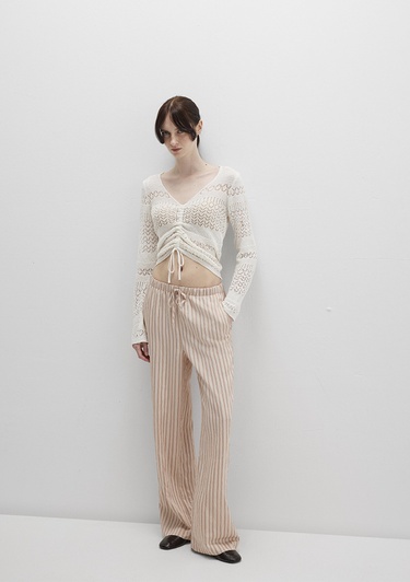  Mavi Çizgili Bej Pantolon 1011024-90719